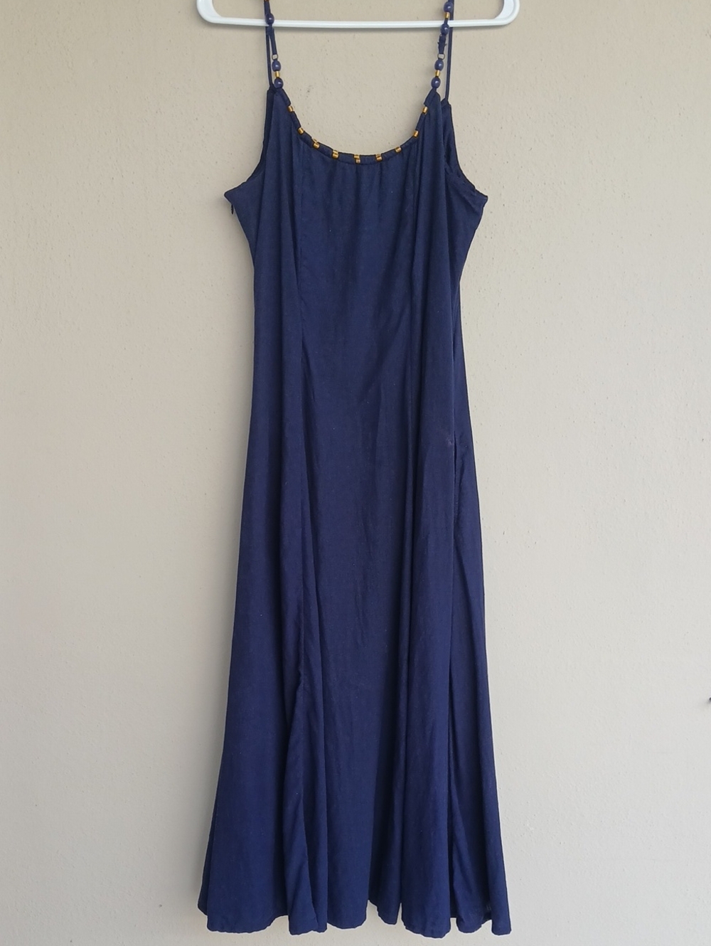 Calypso St. Barth Navy Linen Blend Beaded Midi Maxi Dress Size Medium - Picture 5 of 5